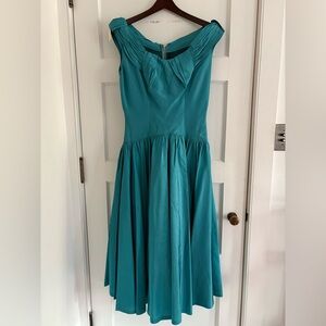 Vintage 1950’s Teal Off-Shoulder Dress